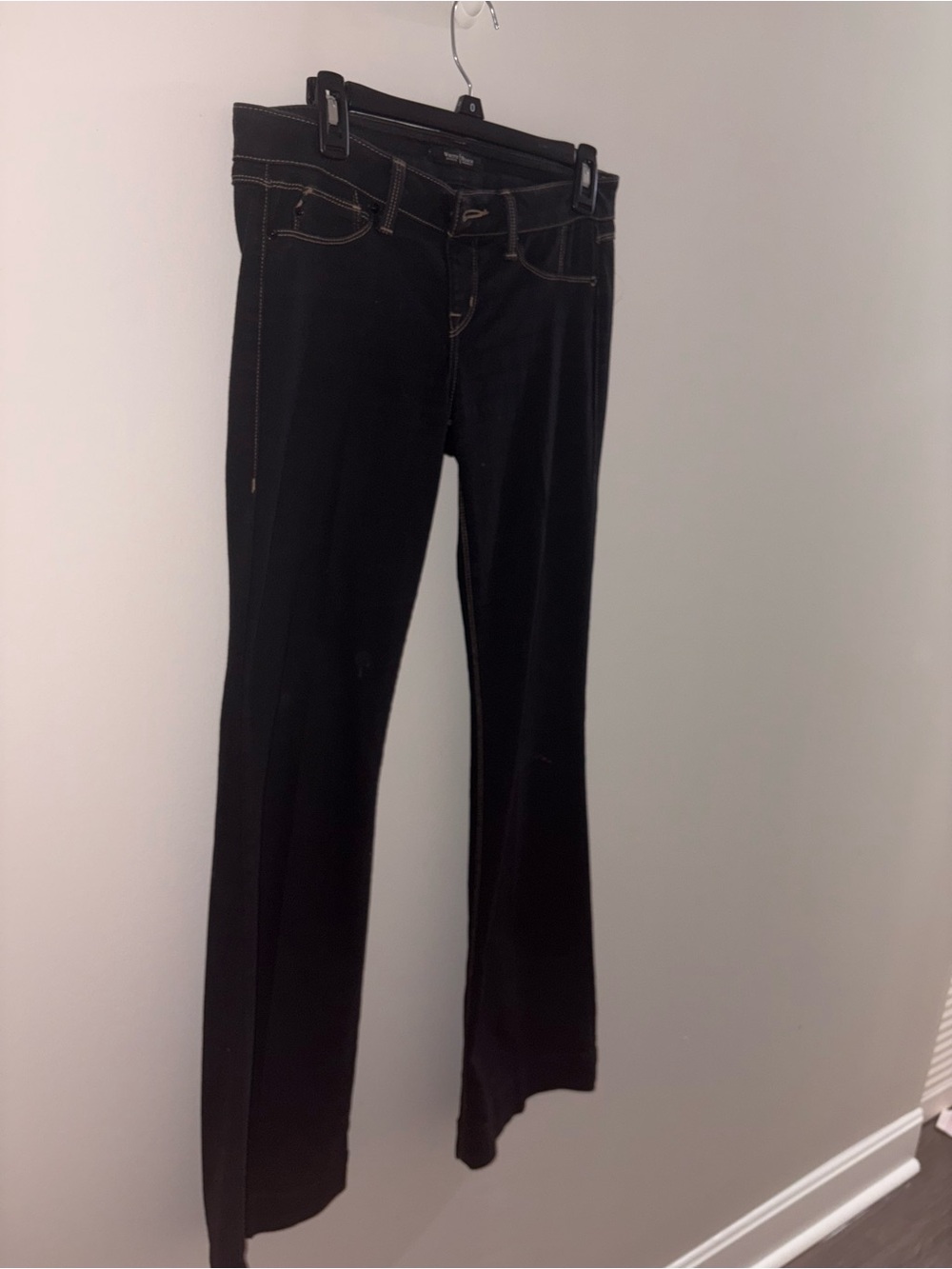 White House Black Market Black Flare Jeans with Contrast Stitching